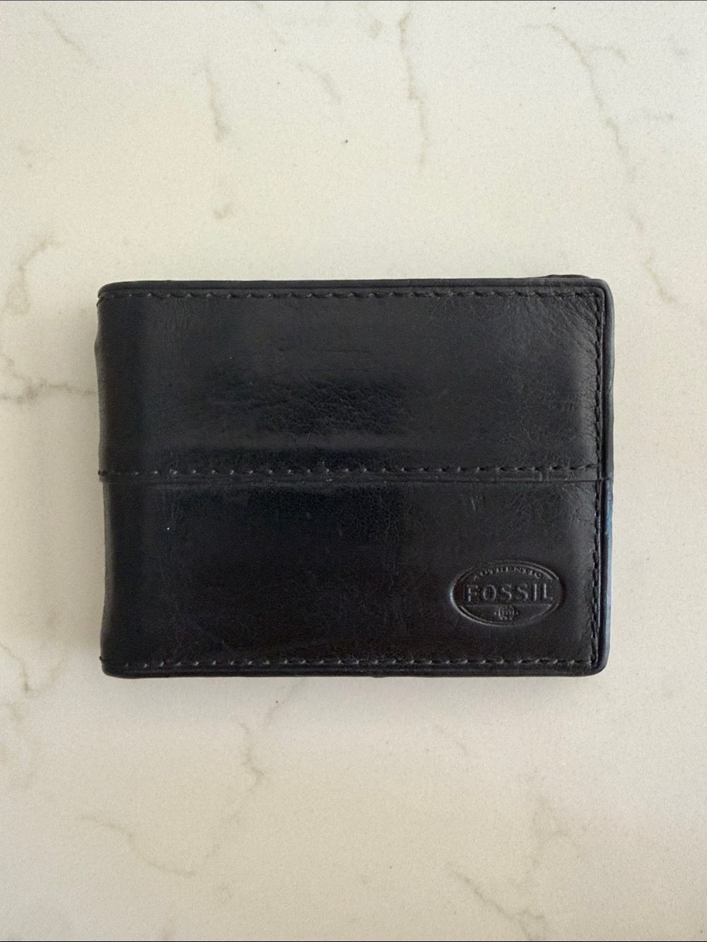 Fossil Black Leather Money Clip Wallet